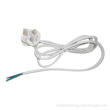 Peeling Solder White UK AC Power Cord, Made of Copper Conductor Material, PVC Jacket